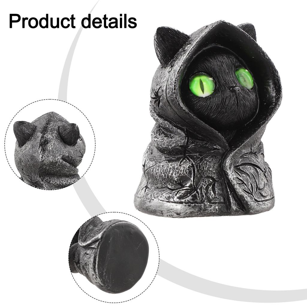 Collectible Cat Figurine Gothic Cat Statue 8cm Cat Lover Present Emerald Eyes Feline Figurine Intricate Detailing
