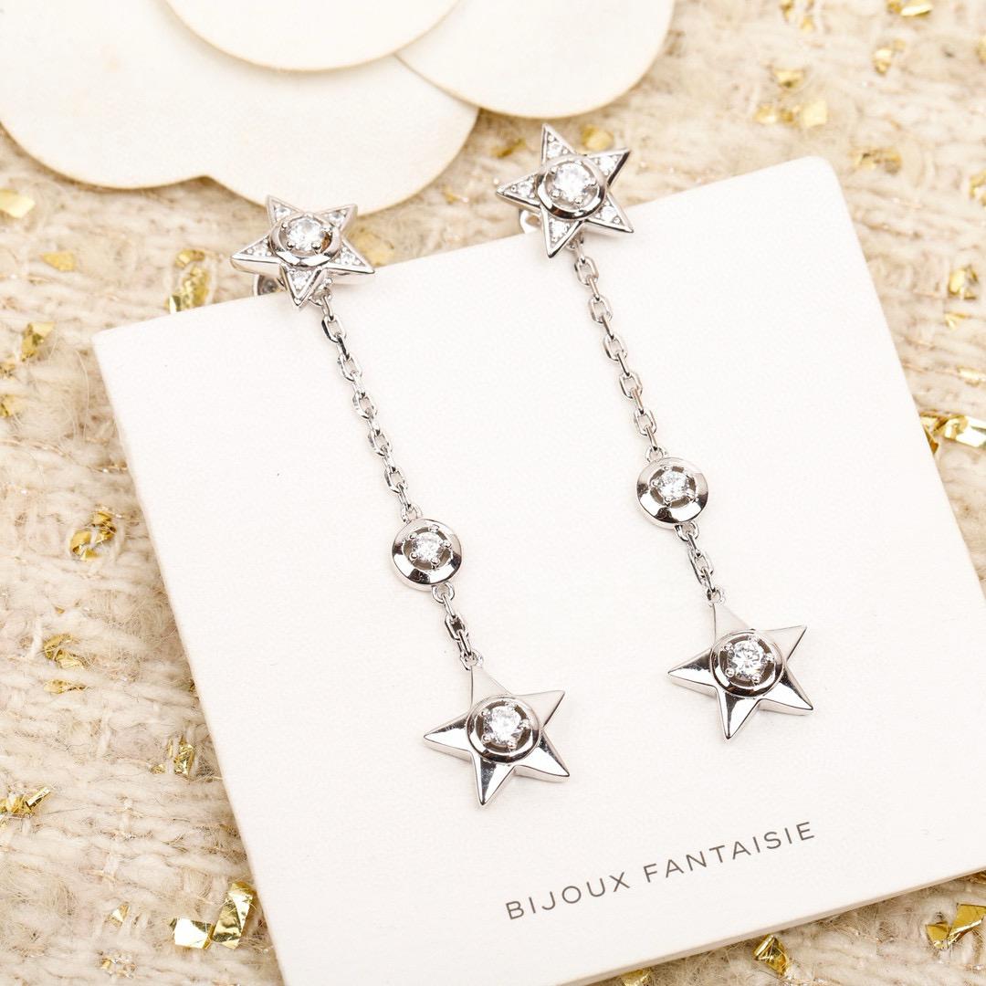 

New Hot Brand Vintage Diamond Earrings for Women Luxury Jewelry Fashion Designer Eardrop Pure 925 Silver Lady Star Stud Earrings