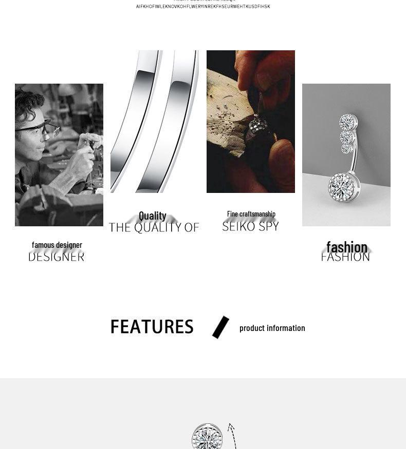 S925 Sterling Silver Navel/Belly Button Ring Body Piercing Jewelry