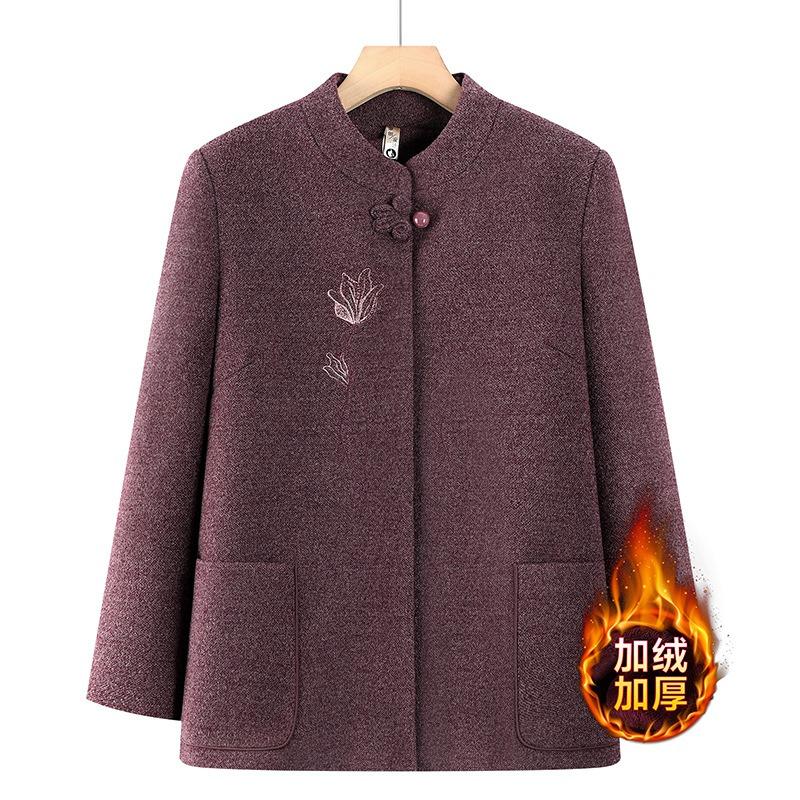 

Новое пальто флис осенне-зимняя одежда утолщенная шерстяная одежда праздничная пожилая женщина 5XL [Recommended 150-80 kg] фиолетовый