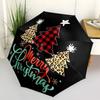 1pc Christmas Trees Plaid Leopard Umbrella with Plastic Handle,Compact & Stylish,Cartoon Pattern,Outdoor UmbrellaPT328