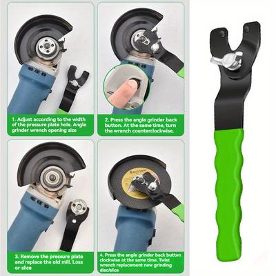 1Pc Durable 0.39inch~1.81inch Adjustable Chrome-Vanadium Steel Angle Grinder Wrench with Green Handle for Grinders, Polishers & Sanding Machines