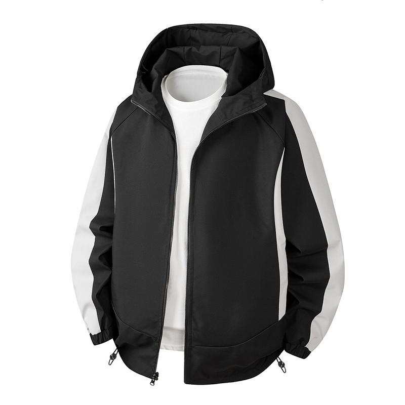 

Double-sided Jacket Men s Hooded Spring and Autumn New Casual Men s Fashion Youth Coat 3XL чёрный