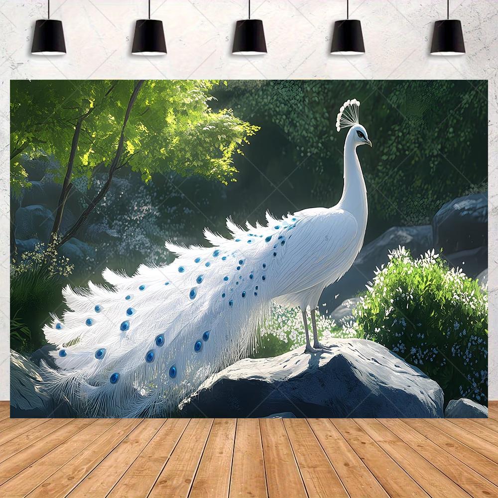 Peacock Theme Background Happy Birthday Flower Castle Waterfall Party Decor Backdrop Photography Studio Supplies Props Banner