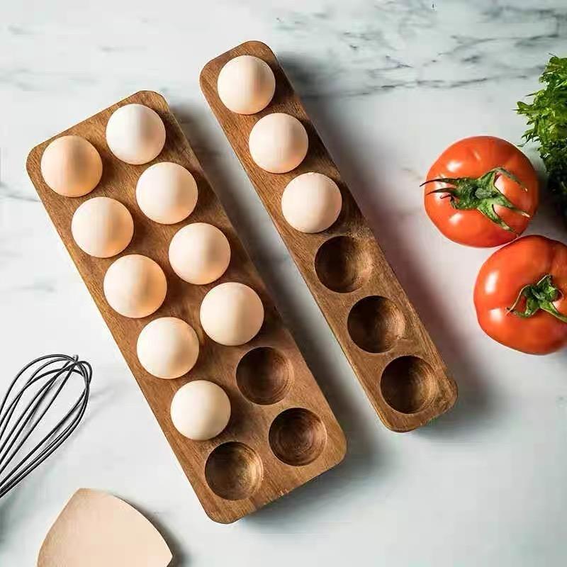 Eierablage aus Akazienholz mit mehreren Gittern, Aufbewahrungsbox für gebackene Eier im skandinavischen Landhausstil, Aufbewahrungsbox für Enteneier 