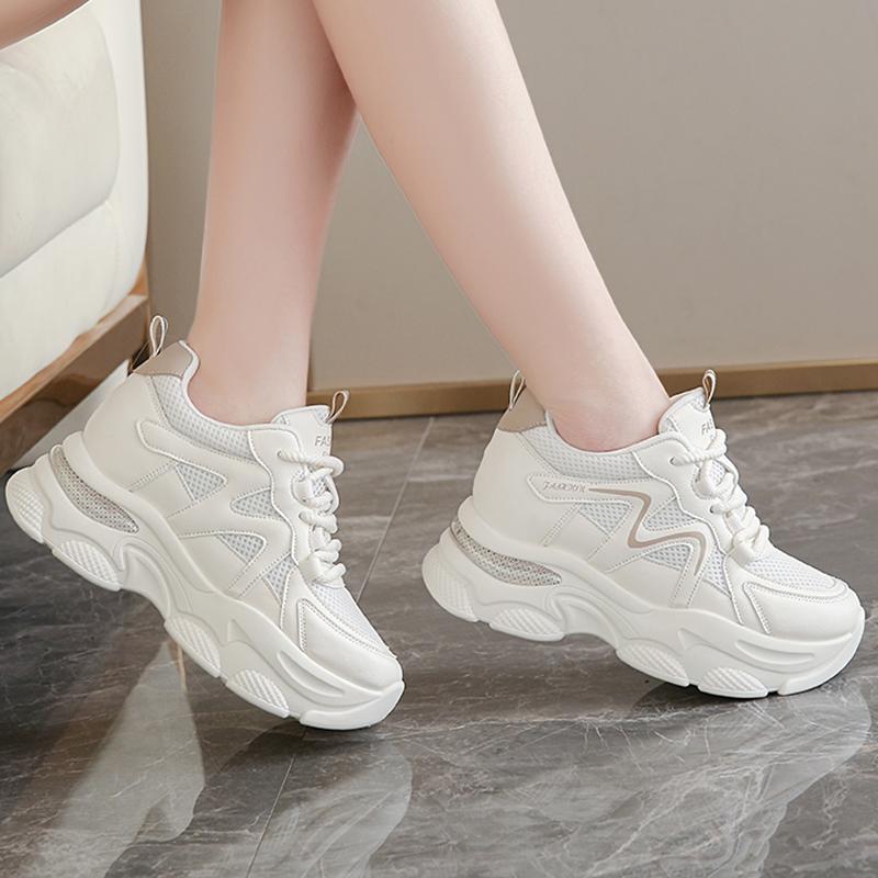 Fashion Breathable Thick Bottom Casual Sneakers Women Comfortable Lace Up Chunky Sport Shoes Woman Non Slip Platform Tennis Shoes Female