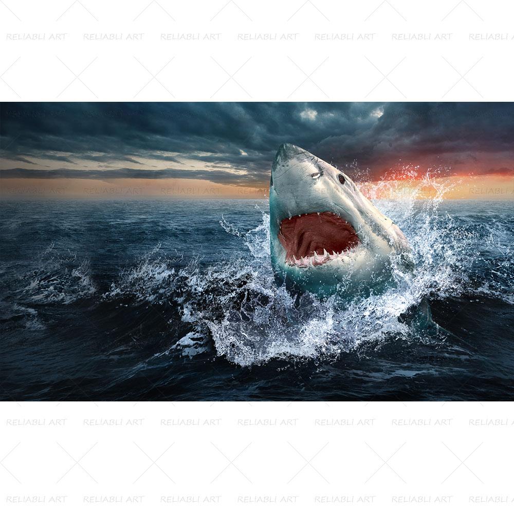 

Плакаты с акулами и морскими животными, настенные художественные картины для гостиной, современные принты на холсте, Cuadros, домашняя декоративная живопись без рамки 70x140cm No Frame