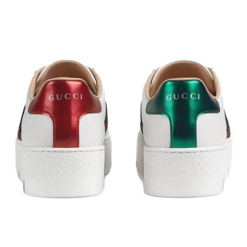 GUCCI ACE Embroidered Leather Low-top shoes Women's White 577573 DOPE0 9064