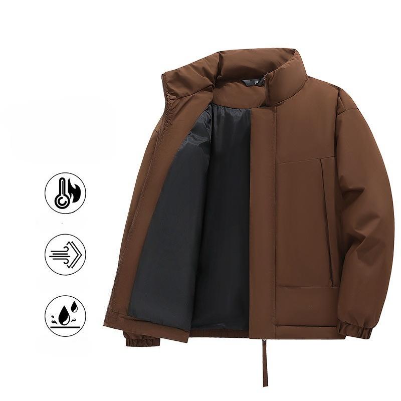 

Мужские зимние теплые куртки стеганые ветрозащитные с воротником-стойкой верхняя одежда пальто с карманами рабочая куртка ветровка для мужчин утепленная толстая парка термокуртки 3XL темный кофе