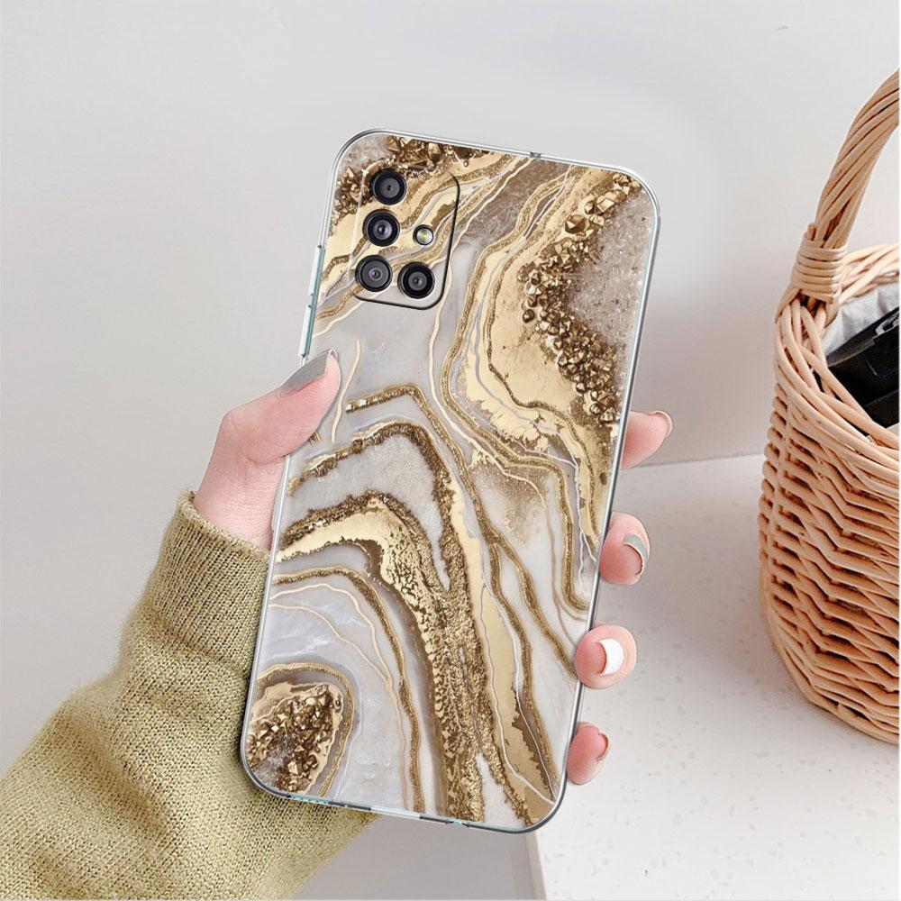 Clear Case For Samsung Galaxy A52 A12 A51 A32 A21s A71 A32 A22 50 A70 A31 A72 5G Phone Cover Granite Marble