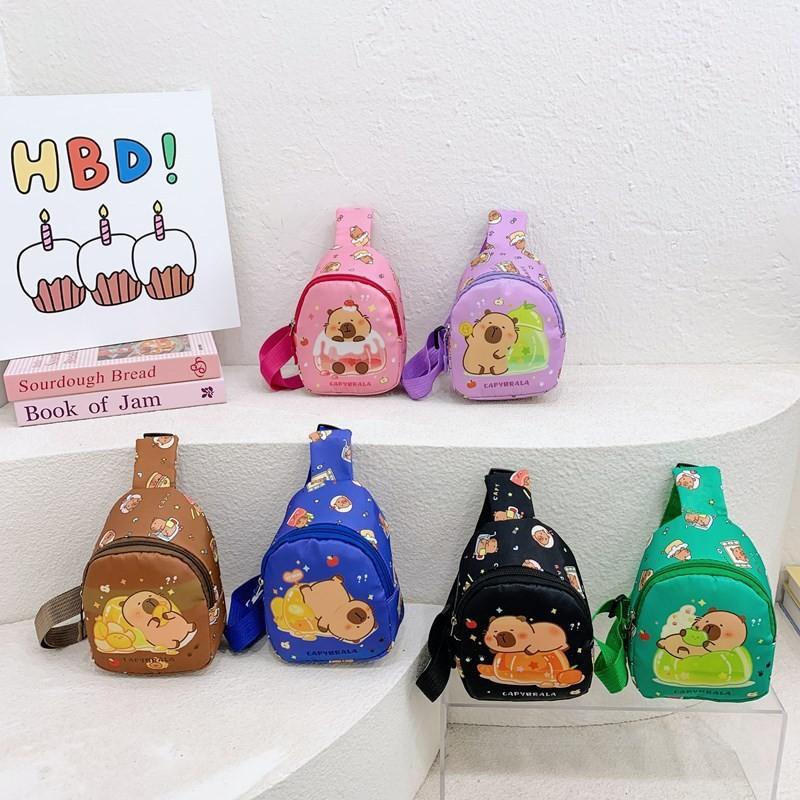 Cartoon Capybara Kids Pattern Single Shoulder Crossbody Chest Bag Gift Fashion