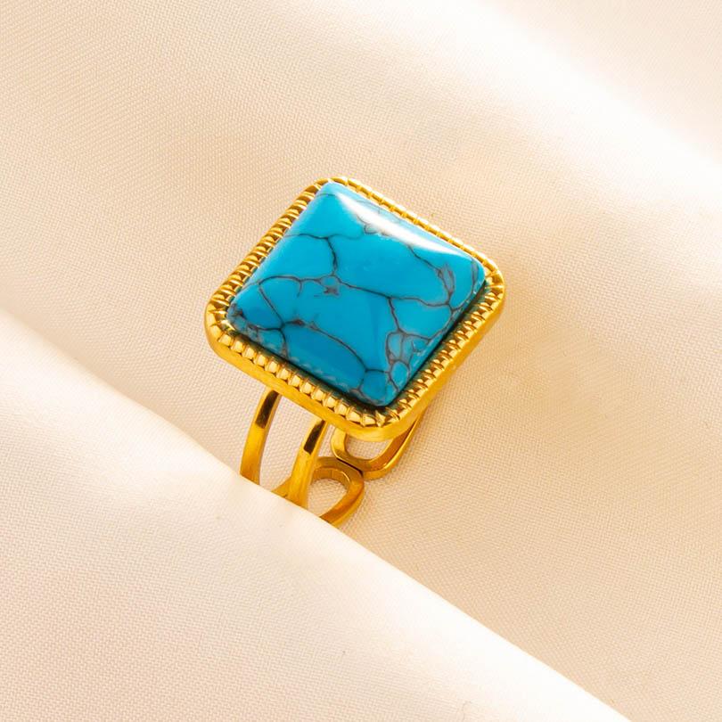 1pcs Blue Stone Ethnic Vintage Open Adjustable Sun Heart Star Stainless Steel Rings For Women Men Accessories Jewelry Bague Gift