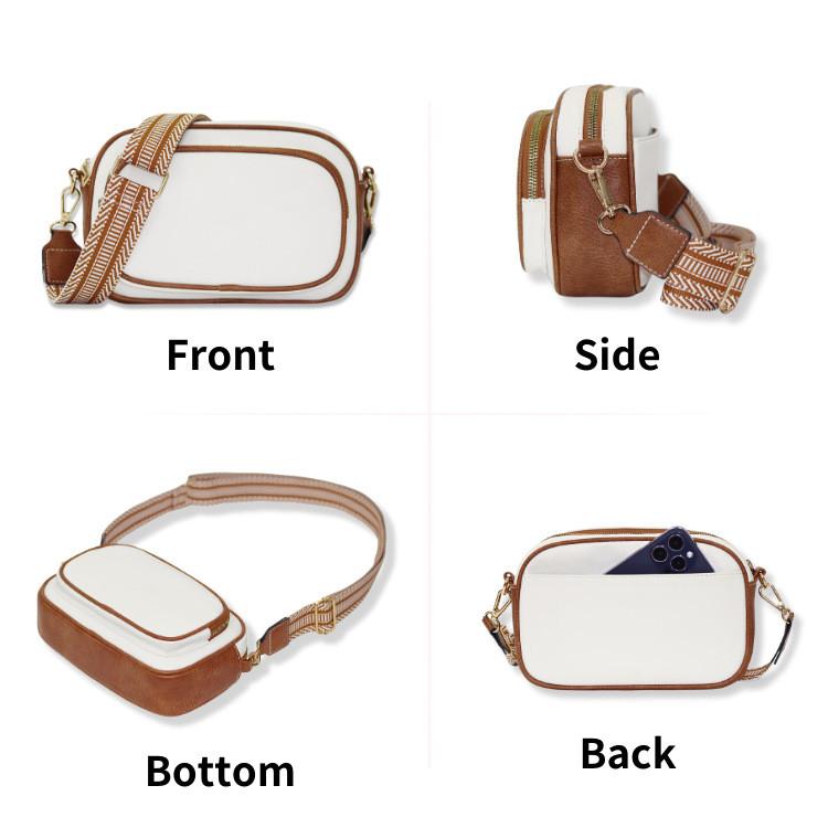 Ielgy Embroidered Grid Messenger Bag Retro Popular Color-Blocking Webbing Shoulder Small Square Bag