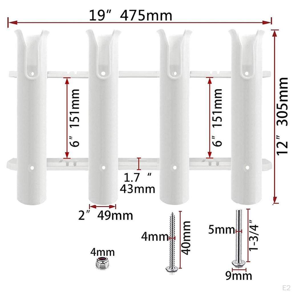 Wall Mounted Fishing Rod Holder, Hold 4 Rods Secure, Stable, Accessory, Rack Pole Holder