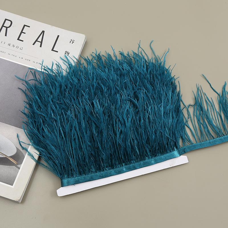 Color 8-10 Cm Ostrich Hair Cloth Edge Clothing Cuffs Hem Ostrich Feather Strips Cloth With Accessories Lace