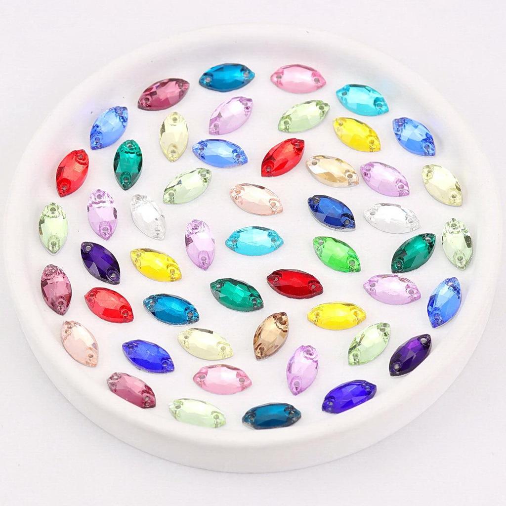 Mixed Color Crystal Buckles - Handmade Double Hole Glass Diamond for DIY Clothing