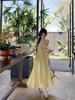 Women's Yellow Spaghetti Strap Summer Maxi Dress