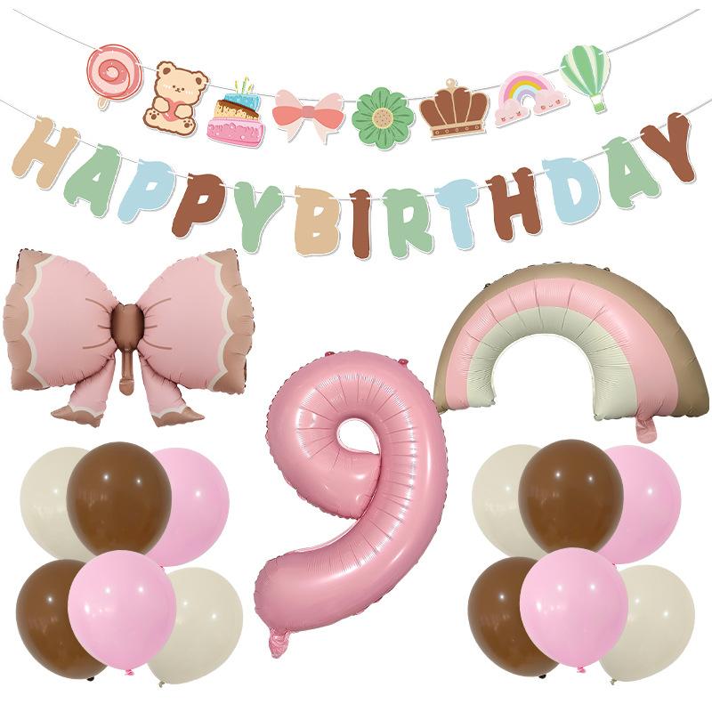 

Ветер Матовый Бант Алюминиевая Фольга Воздушный Шар Флаг Композиция Реквизит Украшение для Вечеринки по Случаю Дня Рождения Набор Воздушных Шаров Pink Number 9 Set