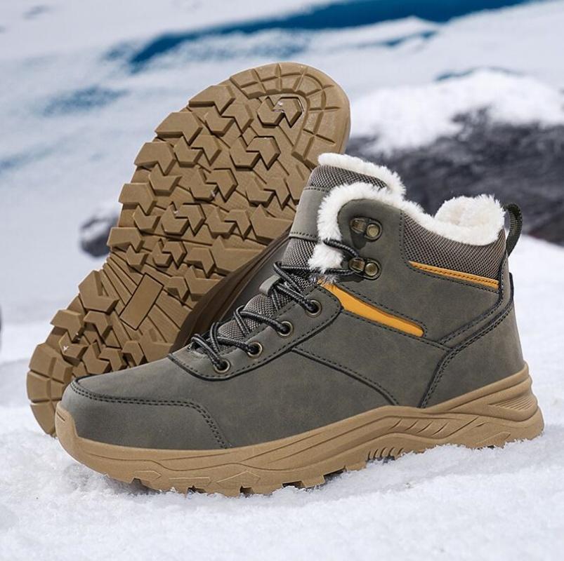 Superwarme Winter-Schneestiefel mit Fell Übergröße 39-46 Wanderschuhe Herren Rutschfeste Outdoor-Sneaker Herren Hoher Schaft Warme Schuhe