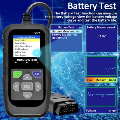 Automotive OBD2 Scanner Diagnostic Tool Fault Code Reader, Automotive Voltage Tester Engine Fault Code Scanner, Charging Tester