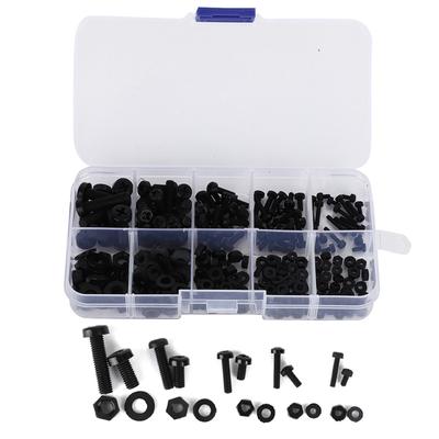270pcsbox M2M2.5M3M4M5 Nylon Screw Nut Washer Assortment Kit Hardware FastenersBlack
