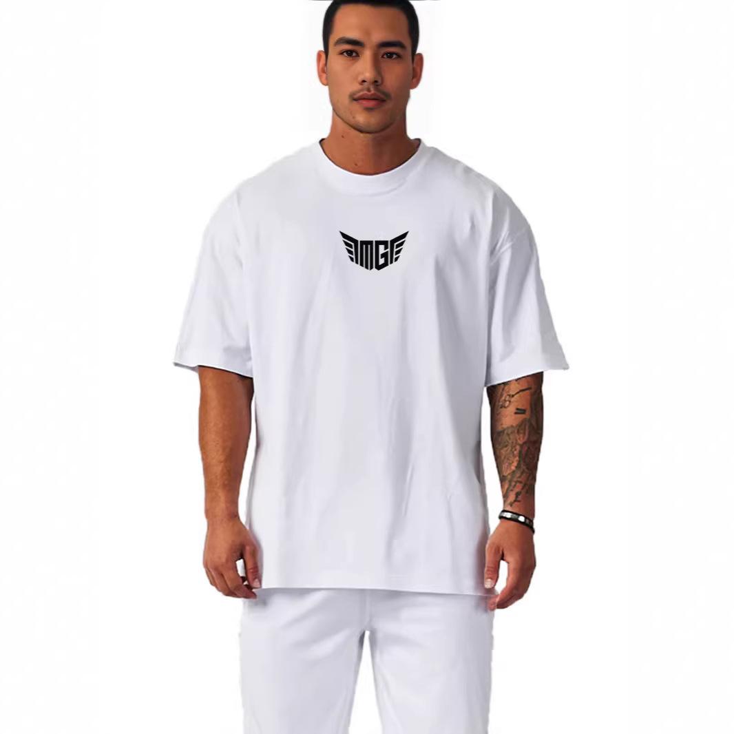 Men s Small Icon Printed Summer Leisure T-shirt Simple Fashionable Breathable Sweat Absorbing Short Sleeve Cotton T-shirt S белый