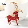 Sparkling Goat Keychain with Rhinestone Golden Plated Sheep Alloy Keyring Bling Animal Pendant for Backpack Handbag Charm Theme