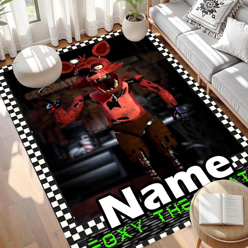 Custom Name Personalized Five Nights at Freddy's Print Carpet, Versatile Home Decor Rug, for Playroom, Apartment, Balcony, Entryway, Hallway Gift