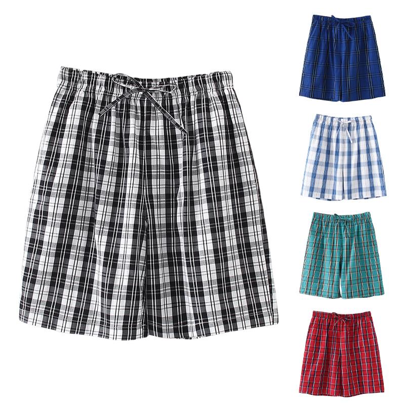 

Летние хлопковые мужские домашние шорты, мужские шорты-бич, шорты для доски, повседневные клетчатые пижамы, полуштаны, шорты для плавания