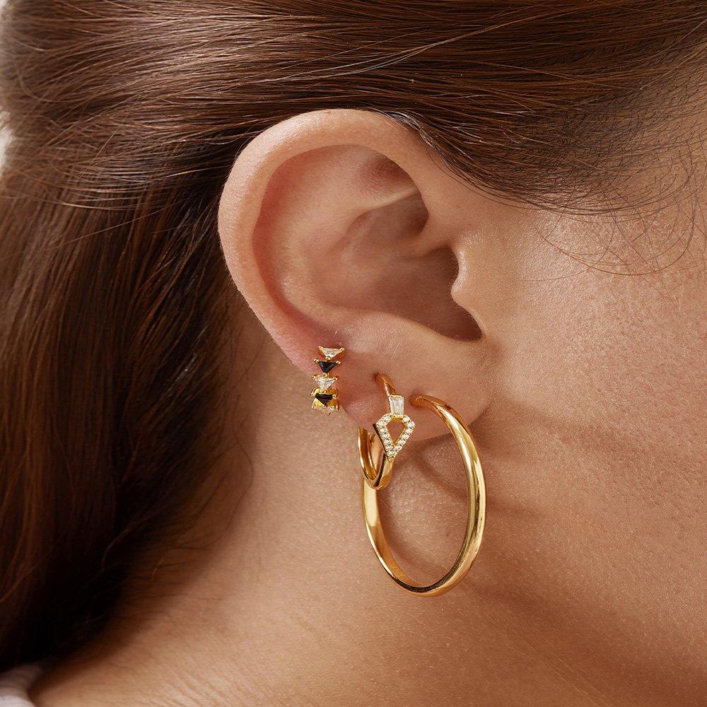 Plain Oval 925 Silver Hoop Ring Earrings E059-21G