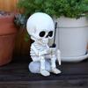 Outdoor Resins Halloween Skeleton Fisherman Sculpture With Shaking Head Design For Garden Patios Pond Decoration Gift