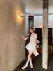 2026 Summer French Slim-fit Peter Pan Collar White Shirt and Embroidered Heart Skirt Set for Women