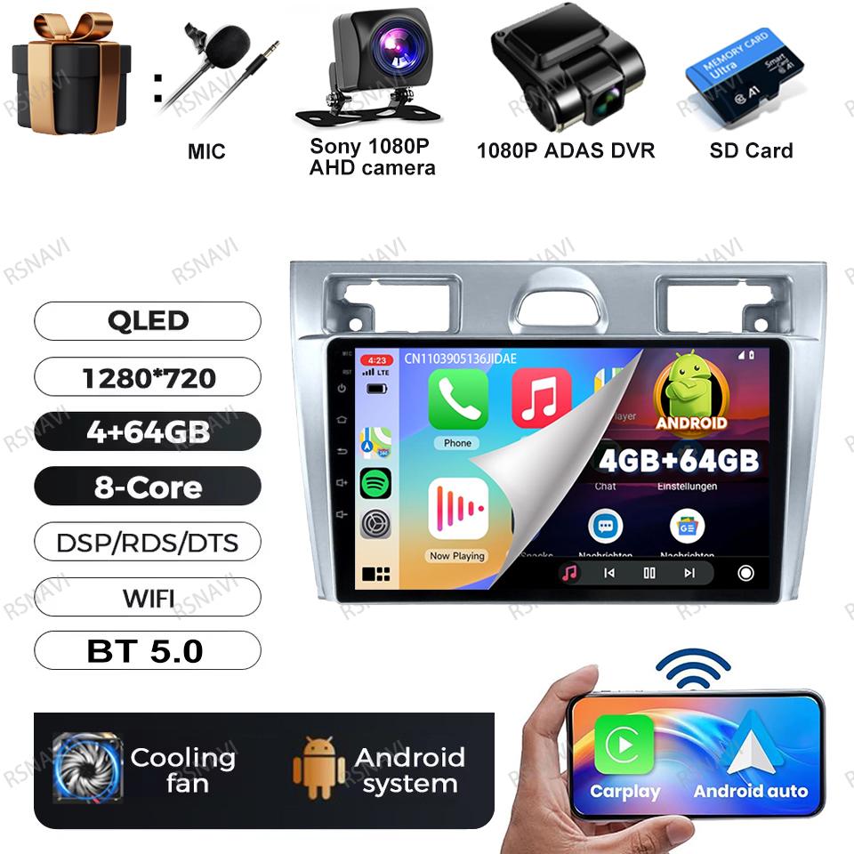 Android 16 Multimedia For Ford Fiesta Mk VI 5 Mk5 2002-2008 Car Radio Video Player Head Unit GPS Audio Auto Autoradio DSP RDS BT
