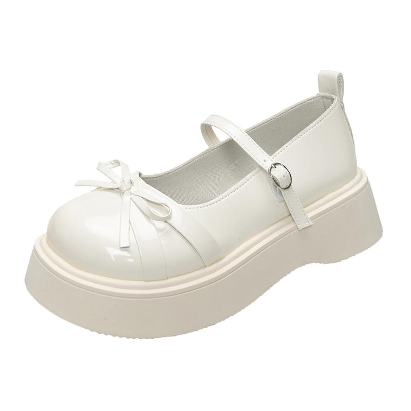 Fashion Platform Single Shoes Women's Fashion Autumn New Round Toe Shallow Mouth Butterfly One Strap Mary Jane Shoes
