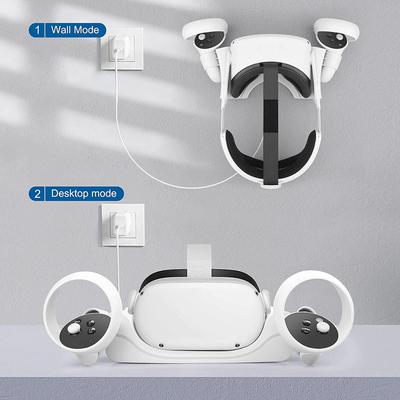Charger Station for Oculus Quest 2, VR Charging Dock Stand Set, Headset Display Holder And Controller Mount Station with USB-C Charging Cable