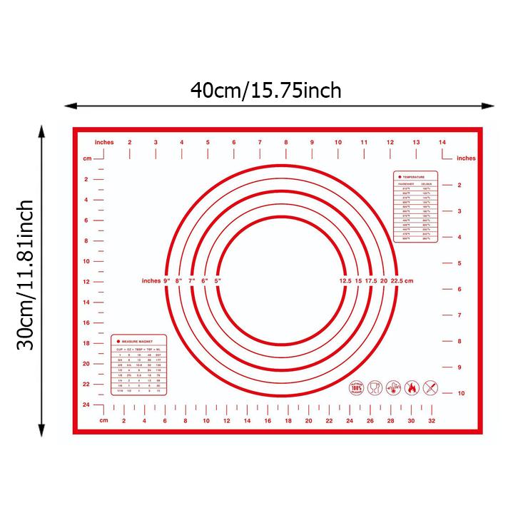Non-Stick Silicone Baking Mat with Graduated Scale Dough Rolling Mat Pizza Dough Maker Kitchen Cooking Grill Gadgets Bakeware