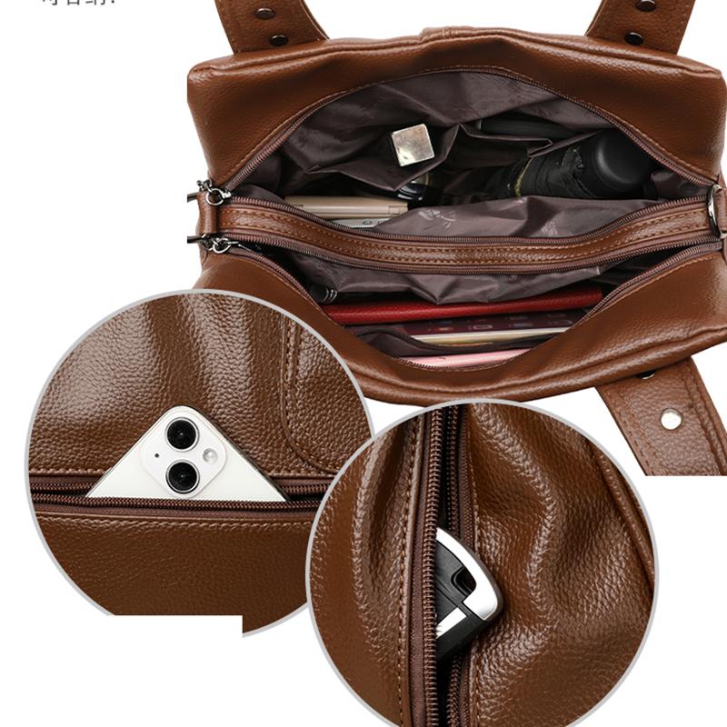 Vintage Faux Leather Handbag for Women Multi-pocket Shoulder Bag Casual Commuter Tote Bag Perfect for Daily Commuting Shopping Ladies' Holiday Gifts