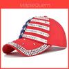 Neue Amerikanische Flagge Baseballkappe Modische Strass-Sonnenblende Entenschnabelkappe Großhandel