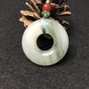 Tianshan Jade Gold Thread Ring Pendant Necklace - Unisex Donut Design