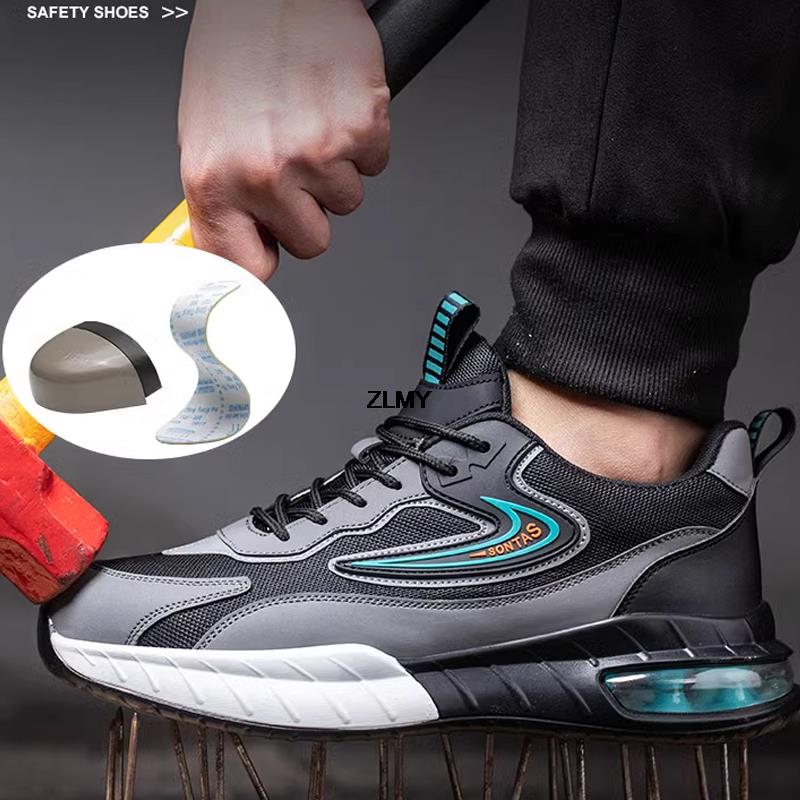 Mode Neue Männer Sicherheitsschuhe Stahlkappe Sneaker Sport Air Kissen Reflektierende Arbeit Sicherheit Stiefel Mann Pannensichere Arbeit Schuhe Anti-smash