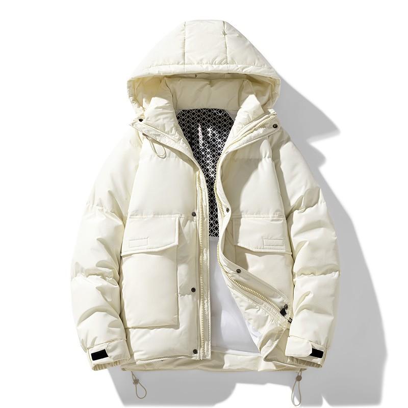 Mens Oversized Winter Down Jacket Loose Fit Plus Size Warm White Duck Coat With Hood