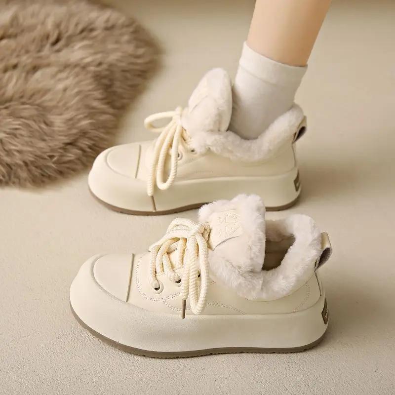 2025 Autumn/winter European Station Fleece-lined Warm Cotton Shoes Explosive Thick Bottom Casual Women's Shoes Rubber Upper