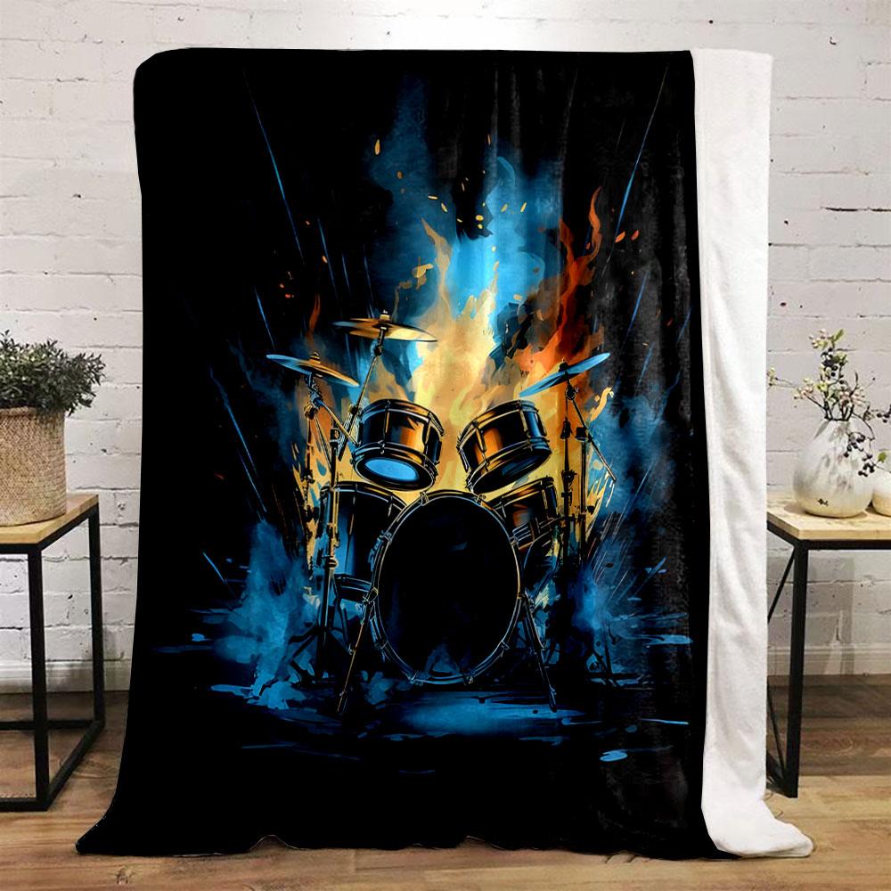 Fiery Drum Set Explosion print blanket soft and cozy perfect for the living room bed sofa or a nap,gift