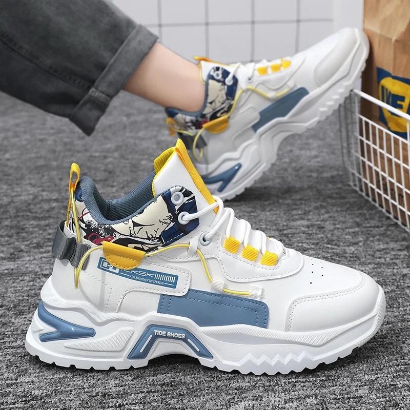 New Men's Sneakers Versatile Casual Running Shoes With Increased Inner Heel EVA Sole Rubber Upper Spring Autumn 2025 Thick Base