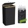 Foldable Laundry Basket with Lid, Velcro, Lining Bag, and Bottle Compartment