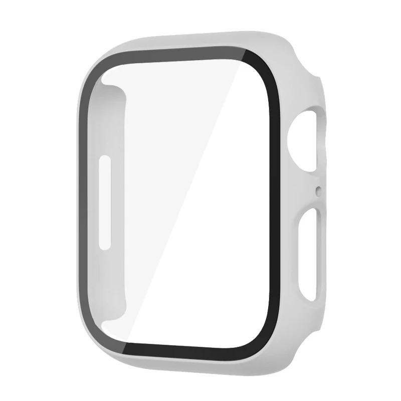Glass+Cover For Apple Watch case 44mm 40mm 45mm 41mm 42mm 38mm correa Screen Protector iwatch series 9 8 7 SE 3 case Accessories