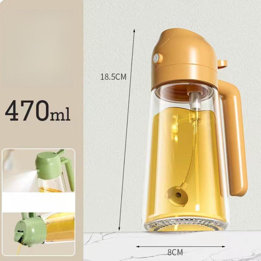 470ml 2in1 Olivenöl-Spenderflasche mit Ausgießer Ölsprüher Speiseöl-Spray Glasbehälter BBQ Backen Picknick Heimküchenwerkzeug