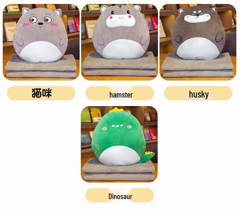 Fruit Animal 3-in-1 Pillow Blanket: Dual-Use Nap Pillow, Car Cushion, and Air Conditioning Blanket