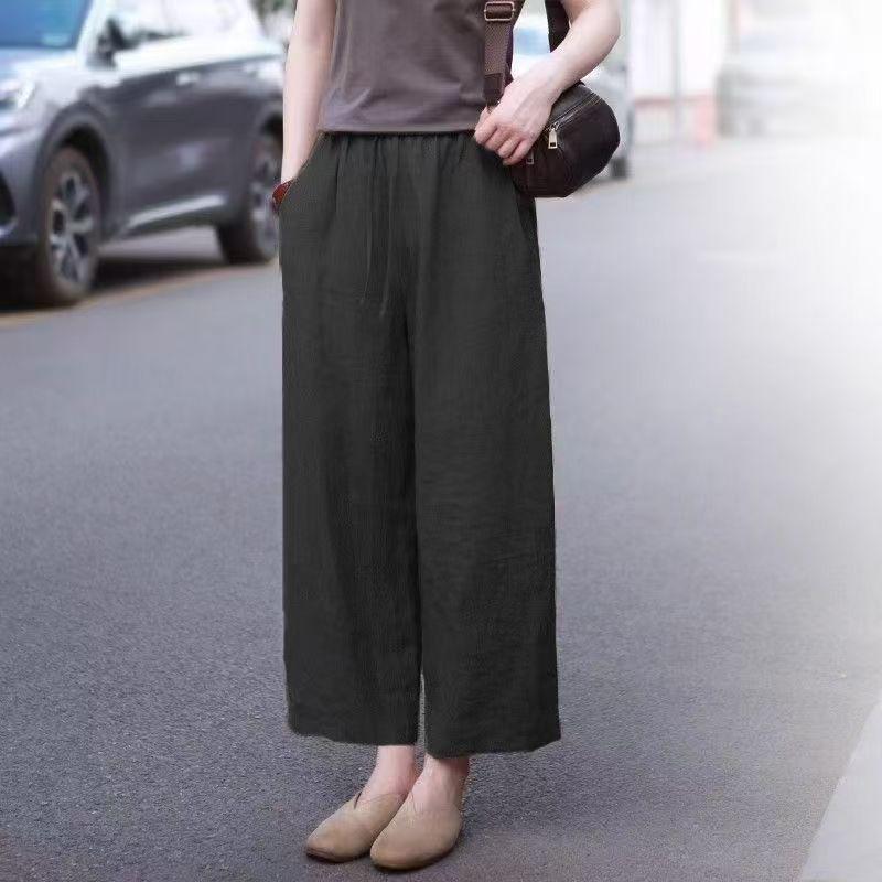 

2026 Summer Elegant High-Waisted Loose-Fit Wide-Leg Pants for Women 28 (2) recommended for 85-100 kg
