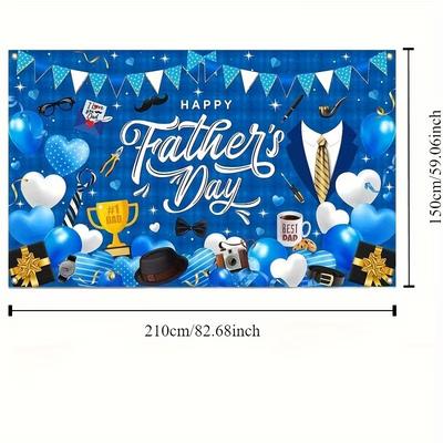 Happy Father's Day Tapestry, Blue Dad Themed Background Cloth, Party Decor